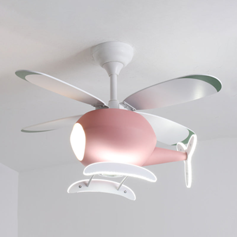 Modern Metal Ceiling Fan Lamp Helicopter LED Semi Flush Ceiling Light Fixtures