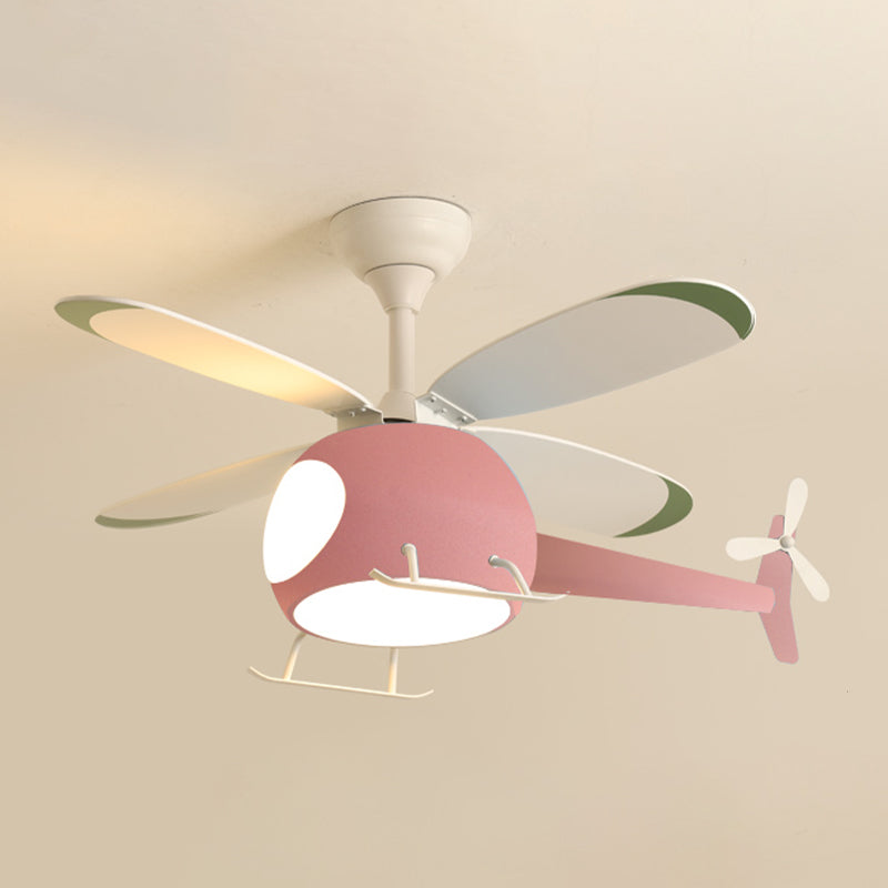 Modern Metal Ceiling Fan Lamp Helicopter LED Semi Flush Ceiling Light Fixtures