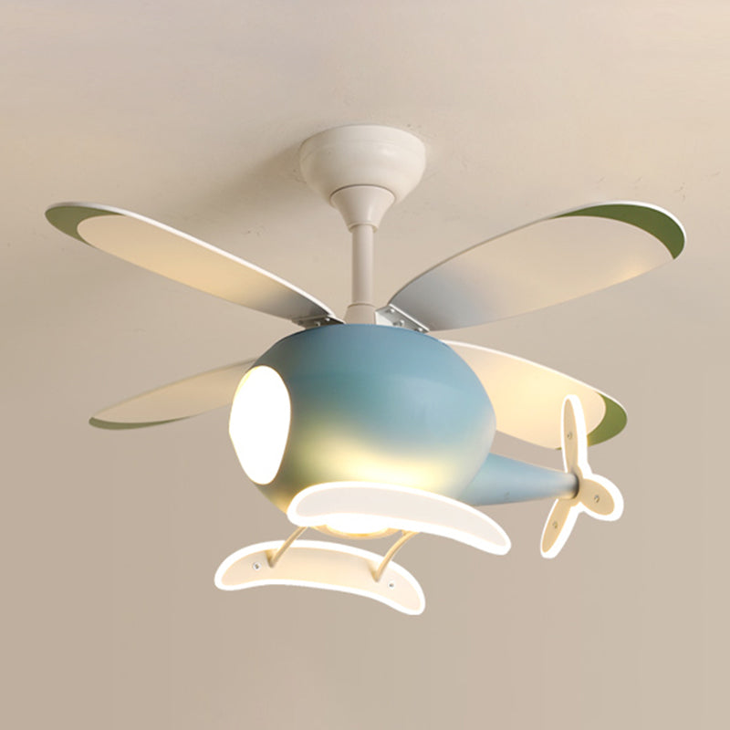 Modern Metal Ceiling Fan Lamp Helicopter LED Semi Flush Ceiling Light Fixtures