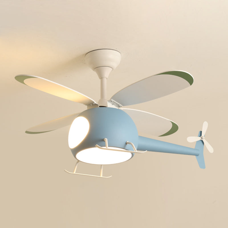 Modern Metal Ceiling Fan Lamp Helicopter LED Semi Flush Ceiling Light Fixtures
