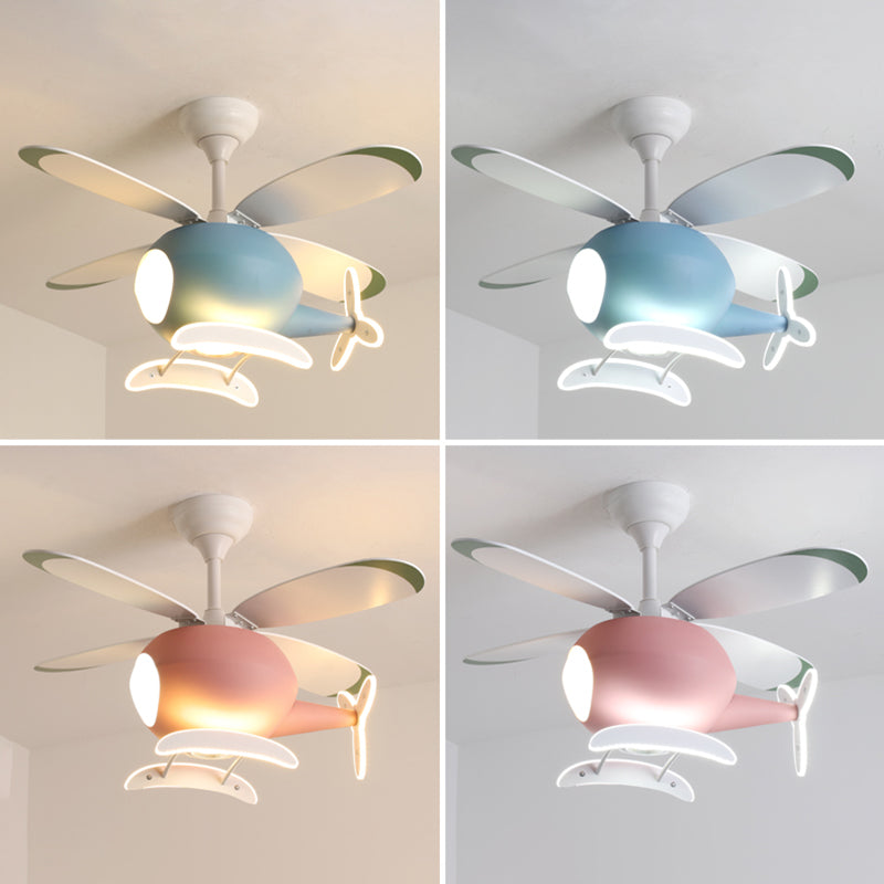 Modern Metal Ceiling Fan Lamp Helicopter LED Semi Flush Ceiling Light Fixtures