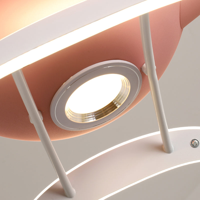 Modern Metal Ceiling Fan Lamp Helicopter LED Semi Flush Ceiling Light Fixtures