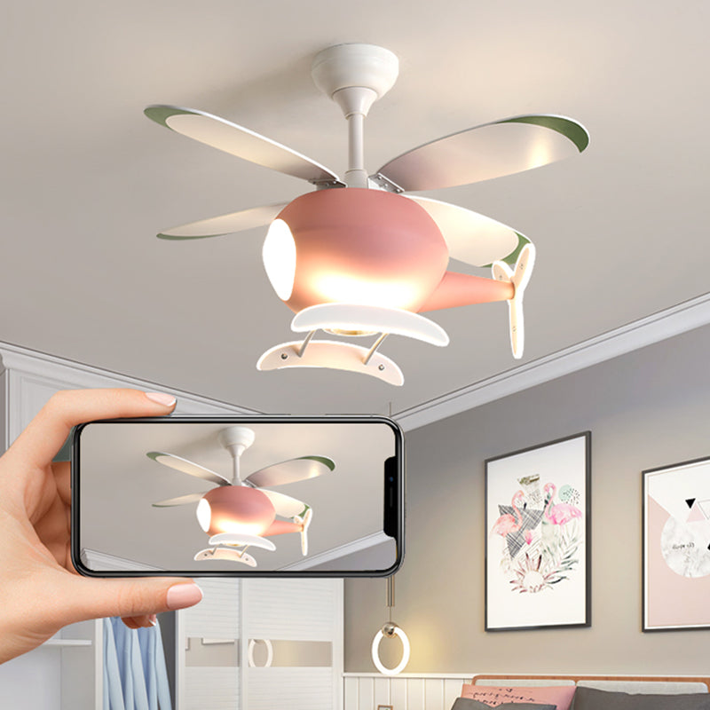 Modern Metal Ceiling Fan Lamp Helicopter LED Semi Flush Ceiling Light Fixtures