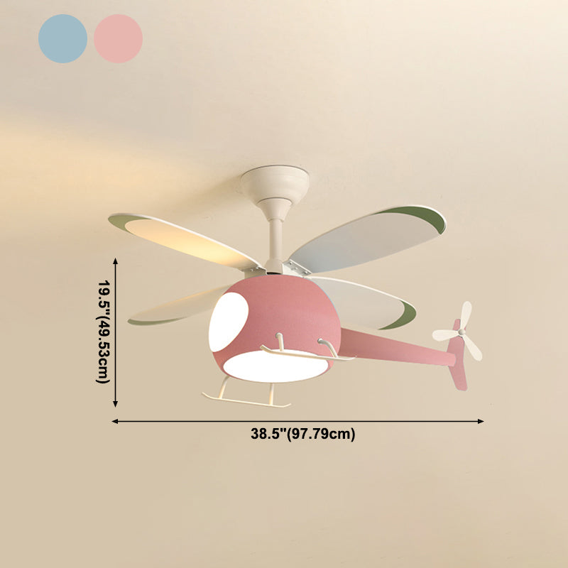 Modern Metal Ceiling Fan Lamp Helicopter LED Semi Flush Ceiling Light Fixtures