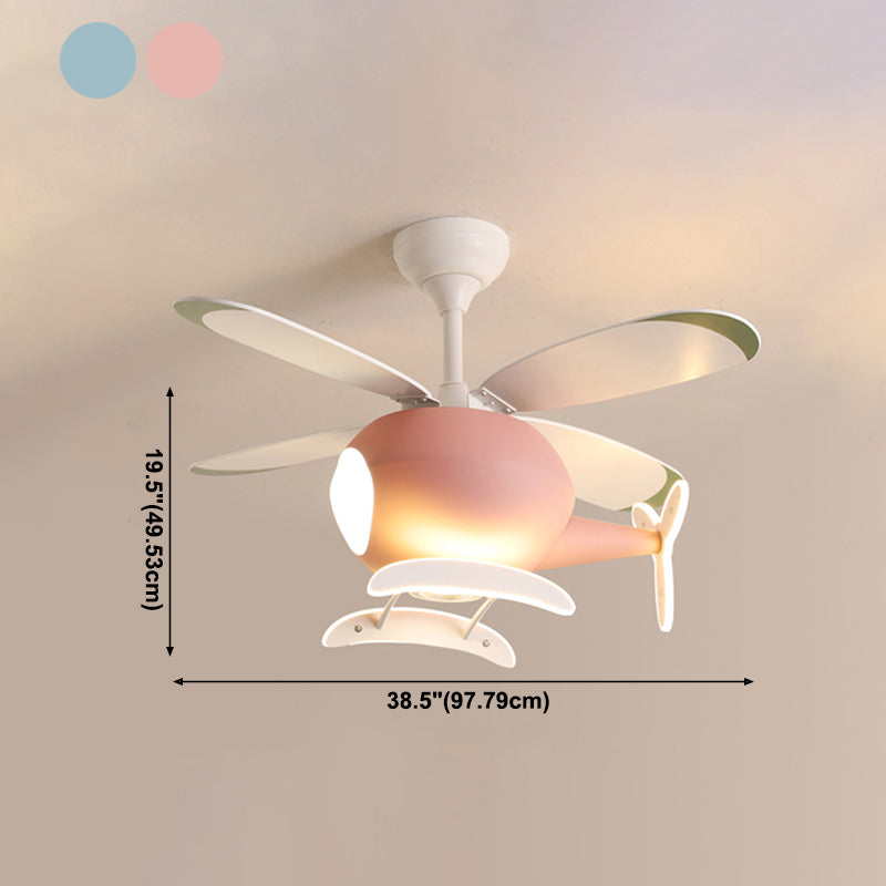 Modern Metal Ceiling Fan Lamp Helicopter LED Semi Flush Ceiling Light Fixtures
