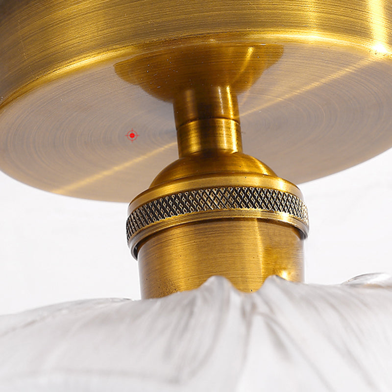 Modern Simple Lotus Shape Ceiling Lamp Copper 1 Light Ceiling Light with Glass Lampshade