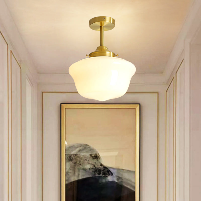 Plafonnier moderne en forme de géométrie simple, plafonnier en cuivre à 1 lumière
