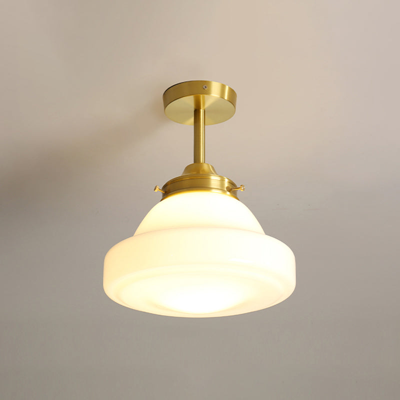 Plafonnier moderne en forme de géométrie simple, plafonnier en cuivre à 1 lumière