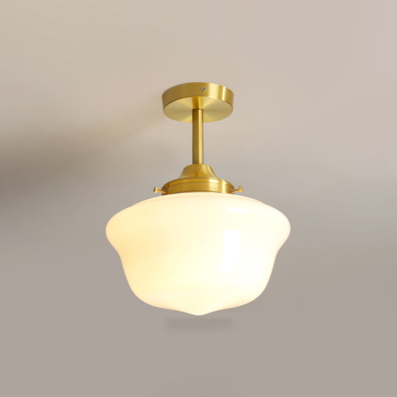 Plafonnier moderne en forme de géométrie simple, plafonnier en cuivre à 1 lumière