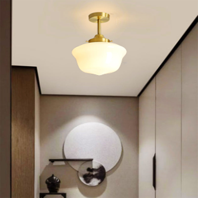 Plafonnier moderne en forme de géométrie simple, plafonnier en cuivre à 1 lumière