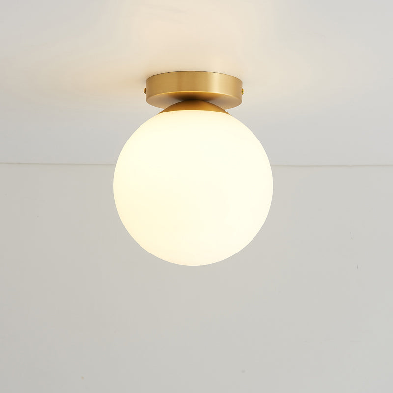 Modern Simple Spherical Shape Ceiling Lamp Copper 1 Light Flush Mount for Aisle