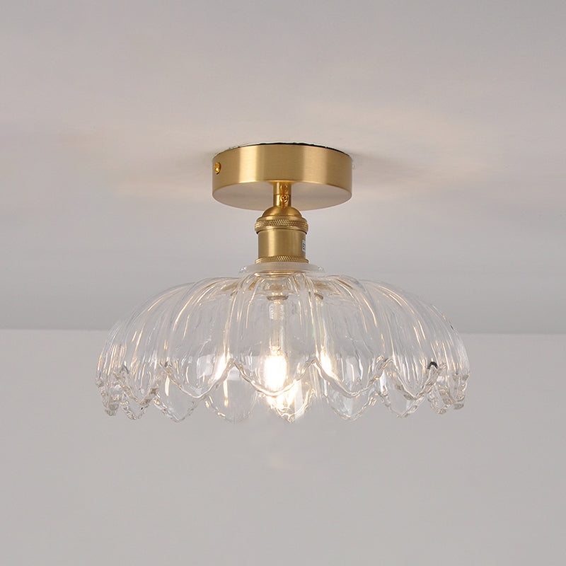 Lampada da soffitto moderna e creativa a forma di loto in rame a 1 luce con montaggio ad incasso