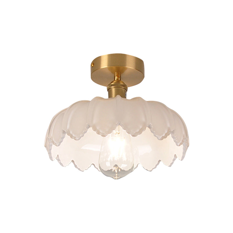 Lampada da soffitto moderna e creativa a forma di loto in rame a 1 luce con montaggio ad incasso