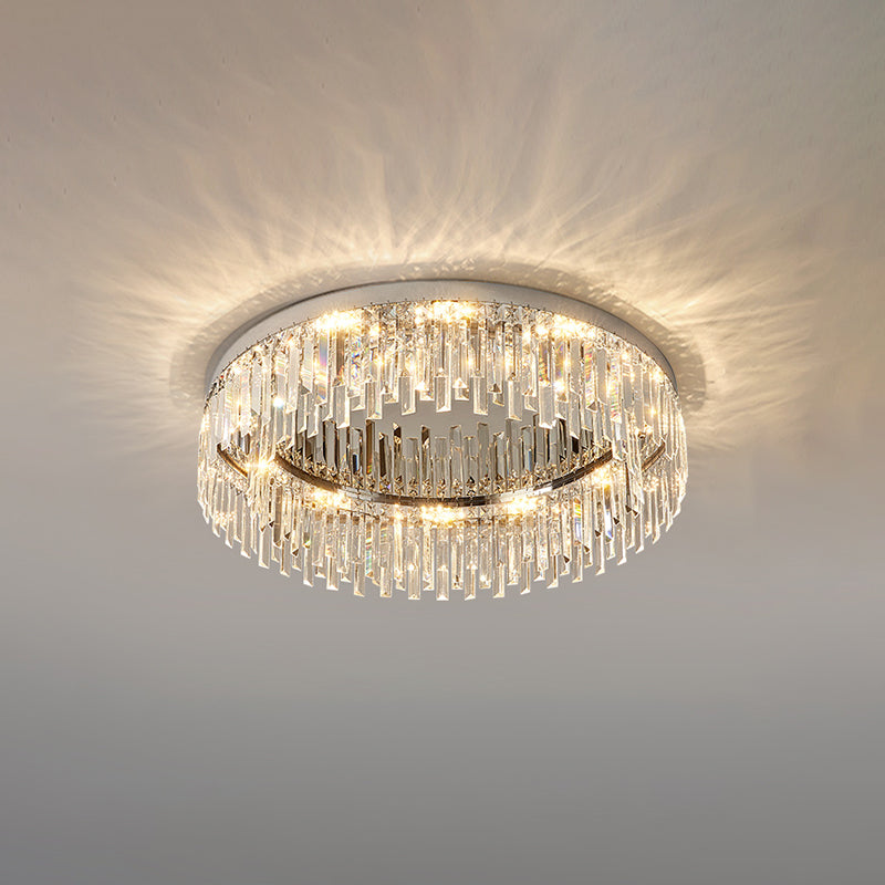 Moderne Luxus-Deckenleuchte in runder Form, Kristall, 1 Licht, Unterputzmontage für Wohnzimmer