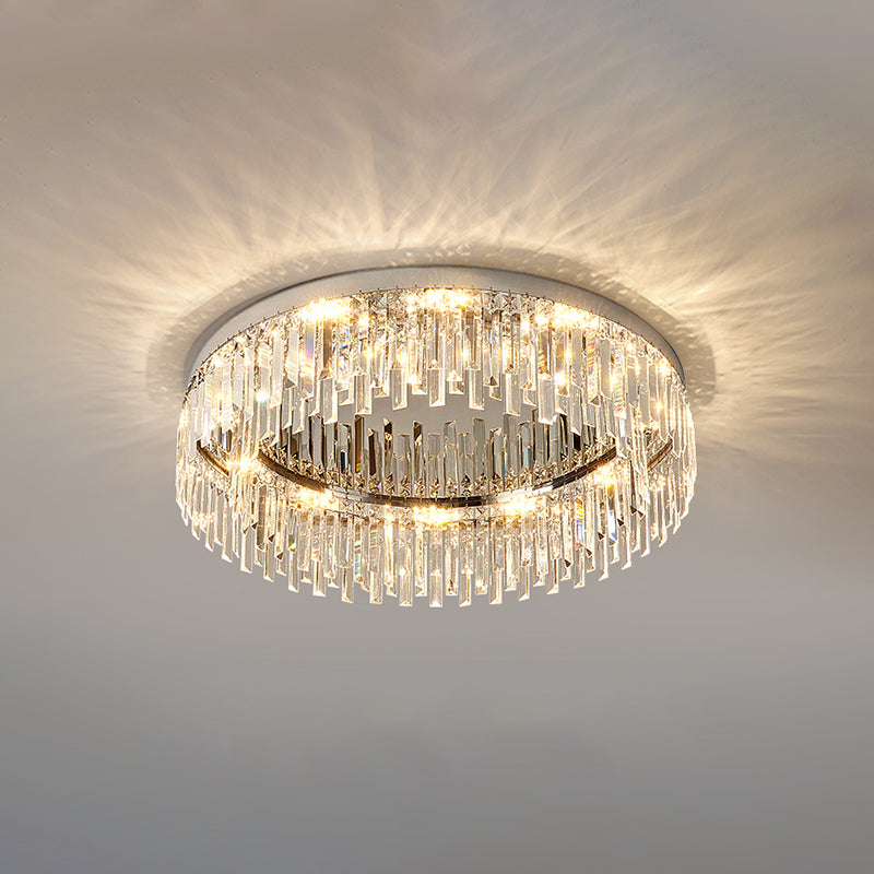 Moderne Luxus-Deckenleuchte in runder Form, Kristall, 1 Licht, Unterputzmontage für Wohnzimmer