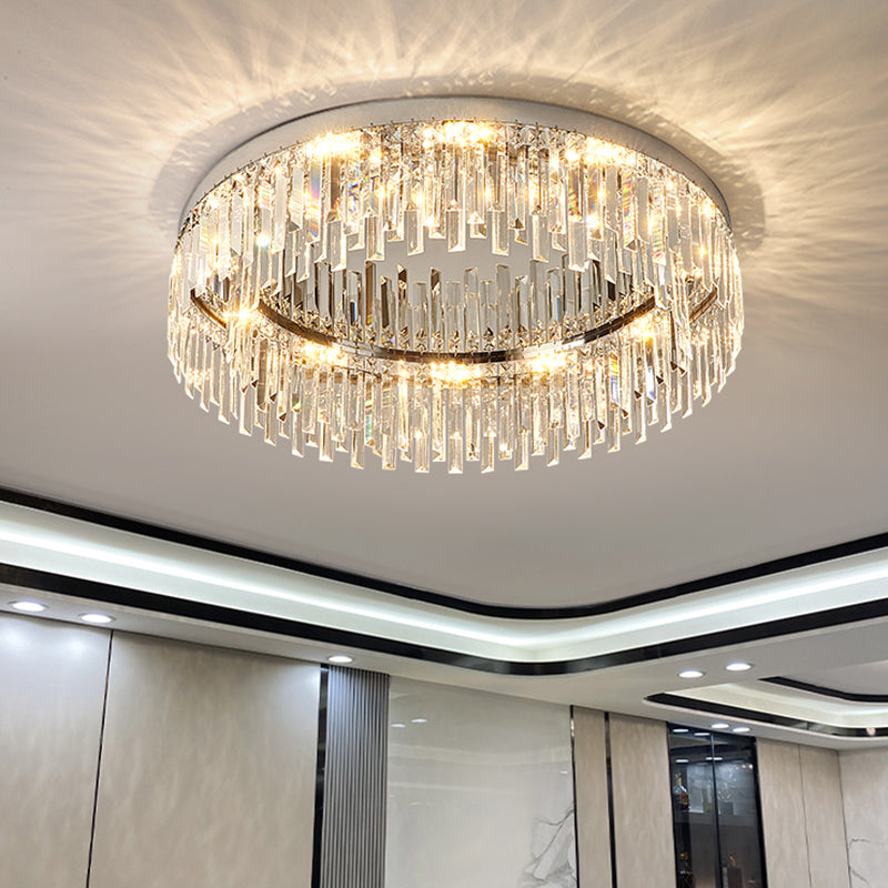 Modern Luxury Round Shape Ceiling Lamp Crystal 1 Light Flush Mount for Living Room