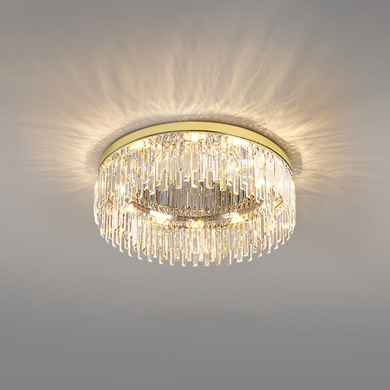 Moderne Luxus-Deckenleuchte in runder Form, Kristall, 1 Licht, Unterputzmontage für Wohnzimmer
