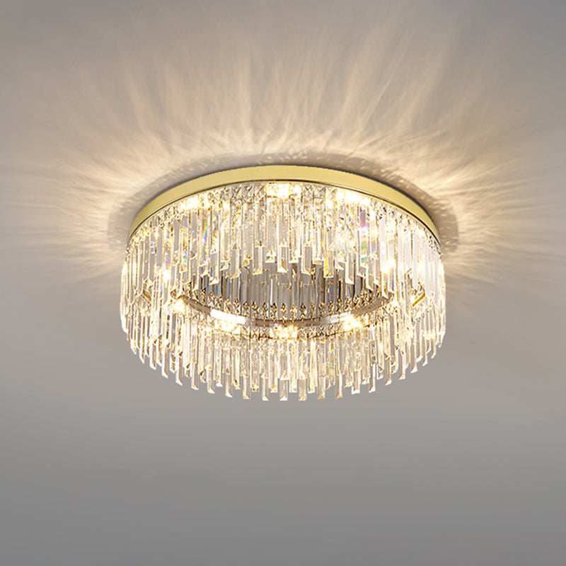 Moderne Luxus-Deckenleuchte in runder Form, Kristall, 1 Licht, Unterputzmontage für Wohnzimmer
