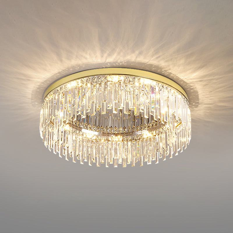 Modern Luxury Round Shape Ceiling Lamp Crystal 1 Light Flush Mount for Living Room