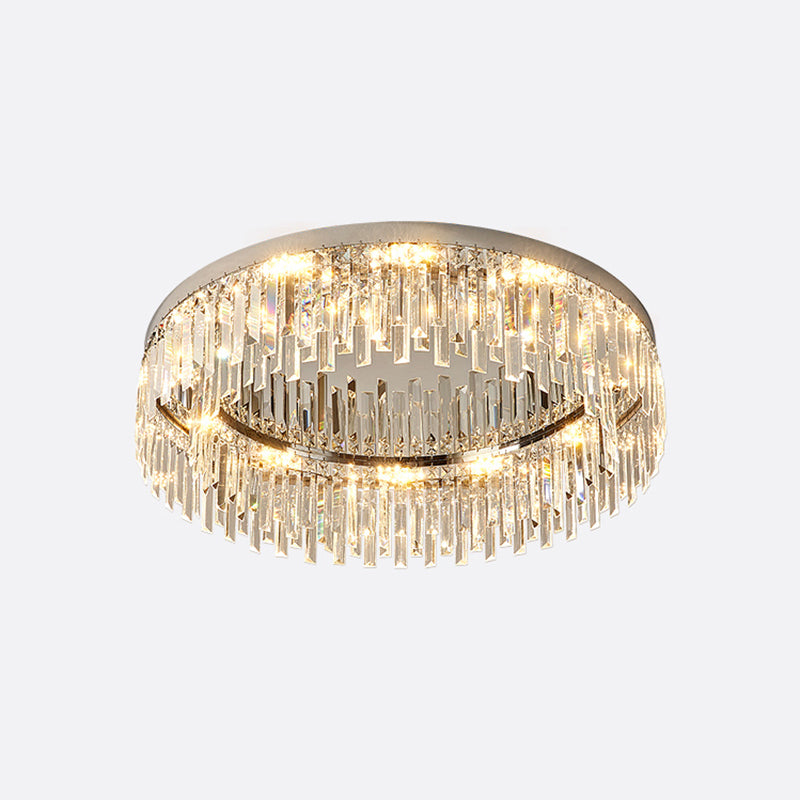 Modern Luxury Round Shape Ceiling Lamp Crystal 1 Light Flush Mount for Living Room