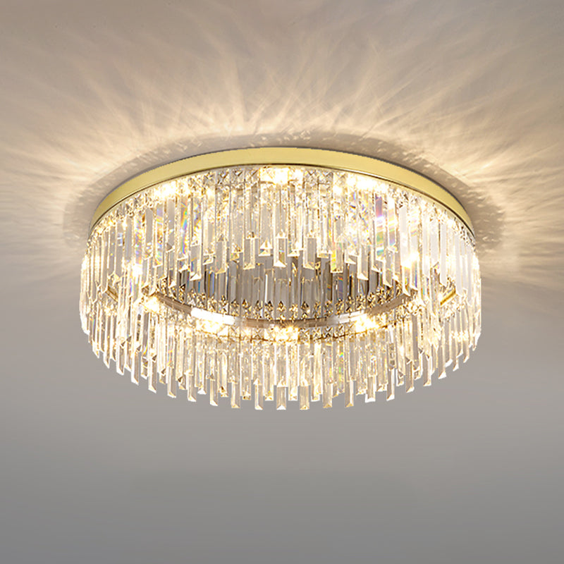 Moderne Luxus-Deckenleuchte in runder Form, Kristall, 1 Licht, Unterputzmontage für Wohnzimmer