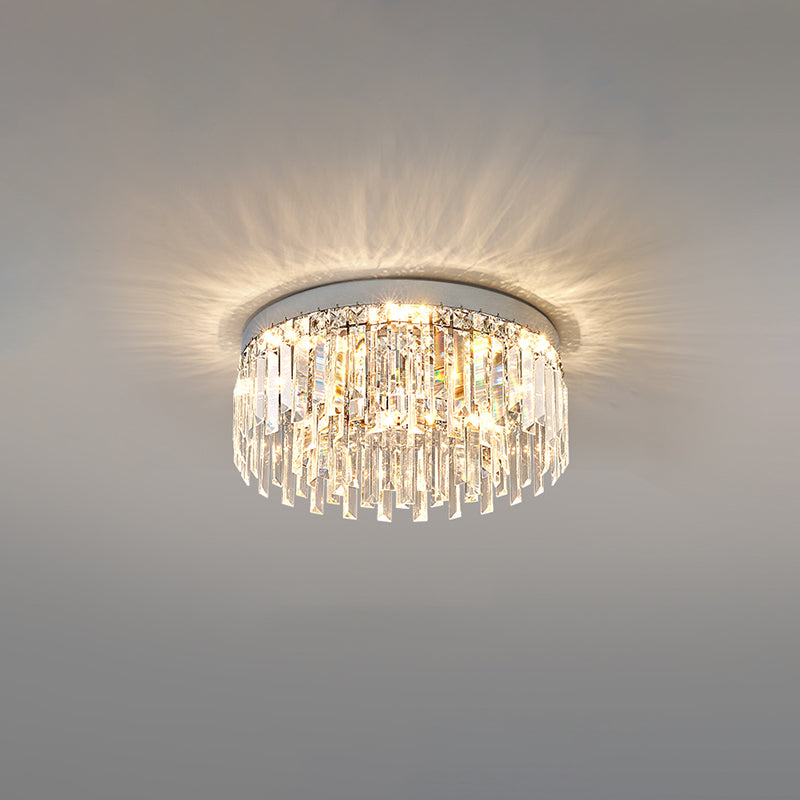 Modern Luxury Round Shape Ceiling Lamp Crystal 1 Light Flush Mount for Living Room