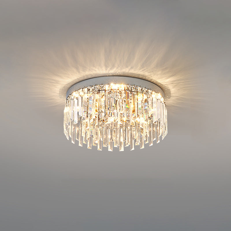 Moderne Luxus-Deckenleuchte in runder Form, Kristall, 1 Licht, Unterputzmontage für Wohnzimmer