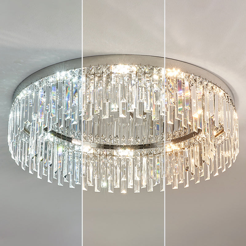 Modern Luxury Round Shape Ceiling Lamp Crystal 1 Light Flush Mount for Living Room