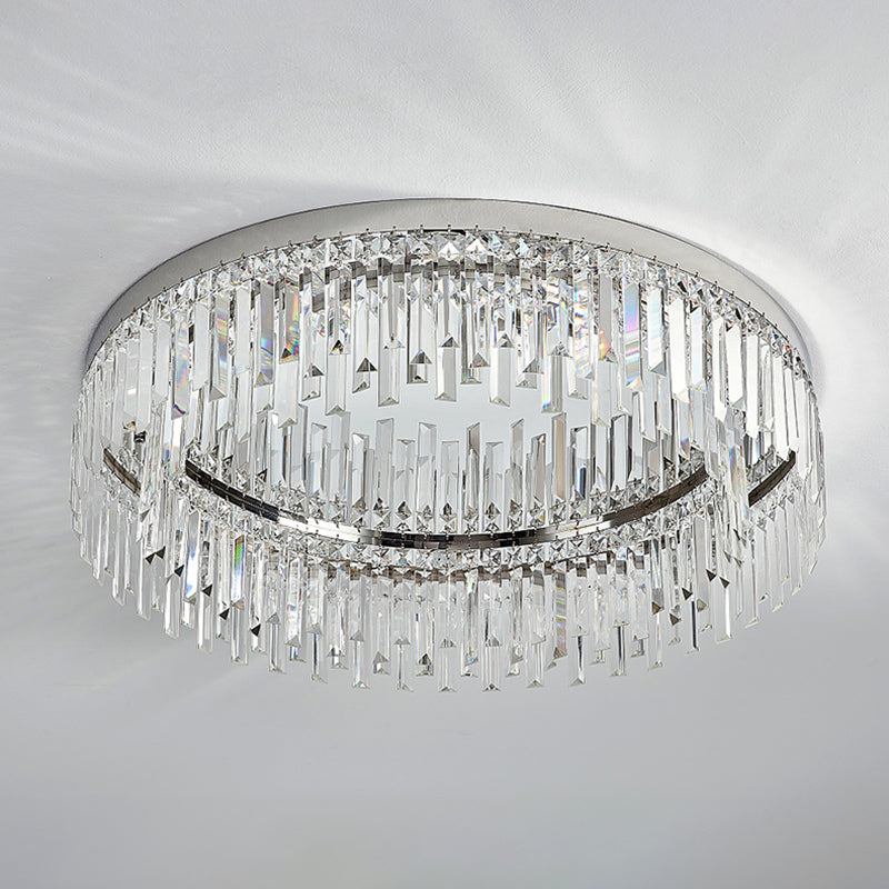 Modern Luxury Round Shape Ceiling Lamp Crystal 1 Light Flush Mount for Living Room