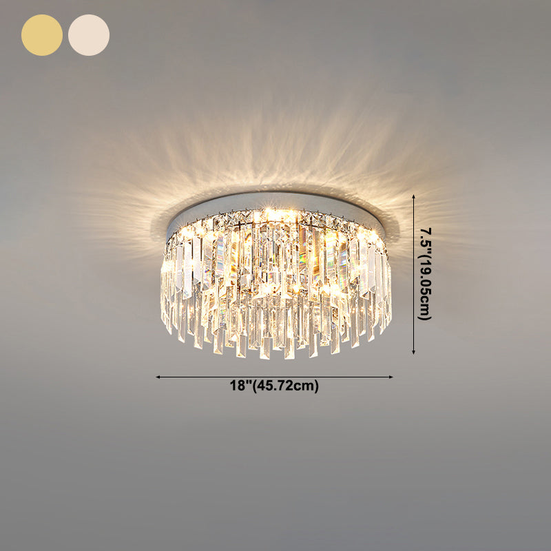 Modern Luxury Round Shape Ceiling Lamp Crystal 1 Light Flush Mount for Living Room