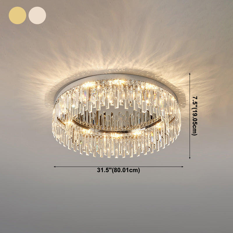 Moderne Luxus-Deckenleuchte in runder Form, Kristall, 1 Licht, Unterputzmontage für Wohnzimmer