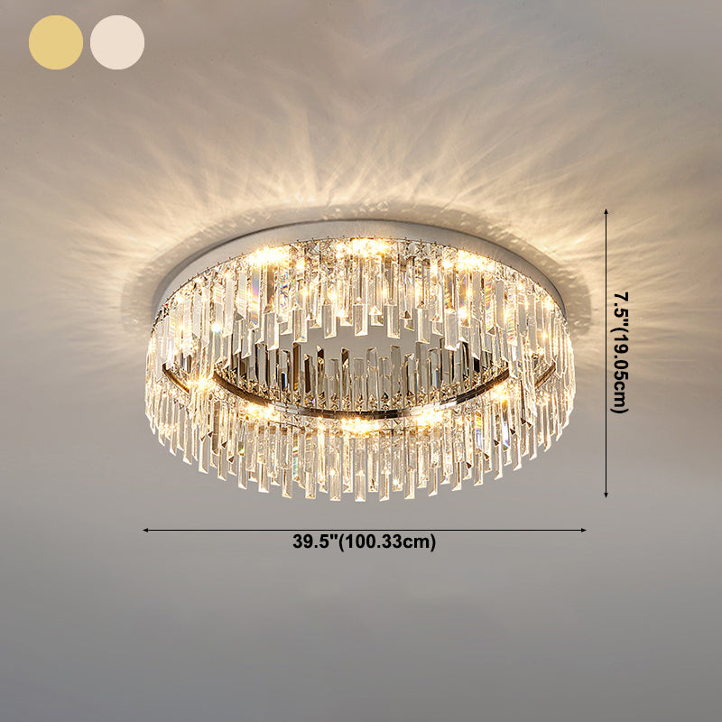 Modern Luxury Round Shape Ceiling Lamp Crystal 1 Light Flush Mount for Living Room