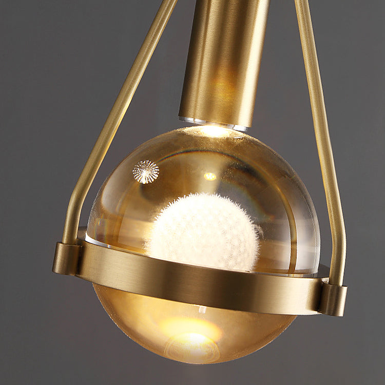 Lampe suspendue en bronze en cristal moderne Copper globe suspendu pour les espaces intérieurs