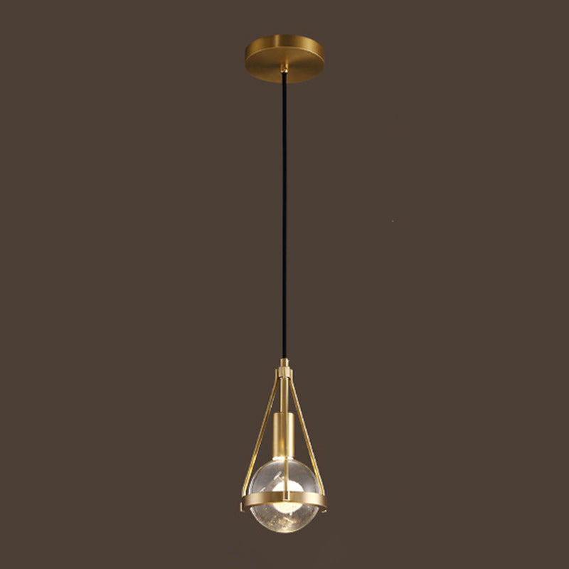Lampe suspendue en bronze en cristal moderne Copper globe suspendu pour les espaces intérieurs