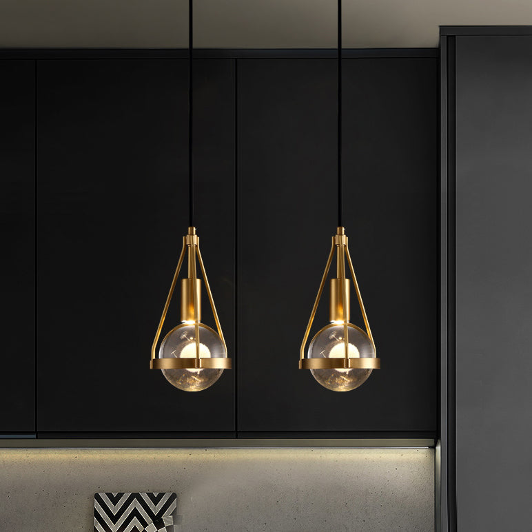 Lampe suspendue en bronze en cristal moderne Copper globe suspendu pour les espaces intérieurs