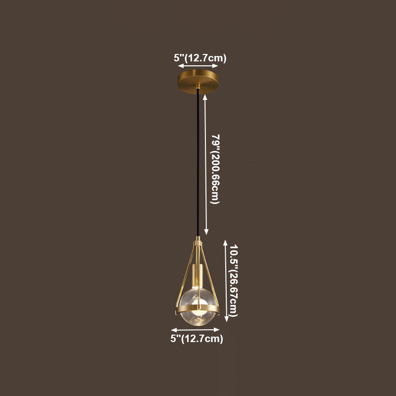 Lampe suspendue en bronze en cristal moderne Copper globe suspendu pour les espaces intérieurs