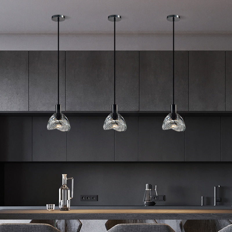 Pendre en cristal noir en cuivre de style luxe moderne lampe à suspension géométrique pour chambre à coucher