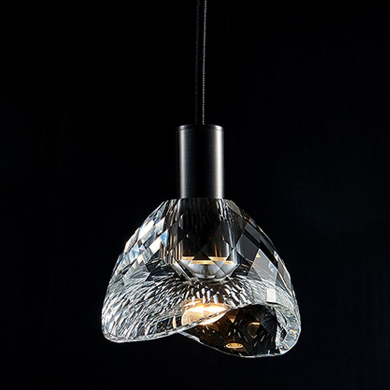 Pendre en cristal noir en cuivre de style luxe moderne lampe à suspension géométrique pour chambre à coucher