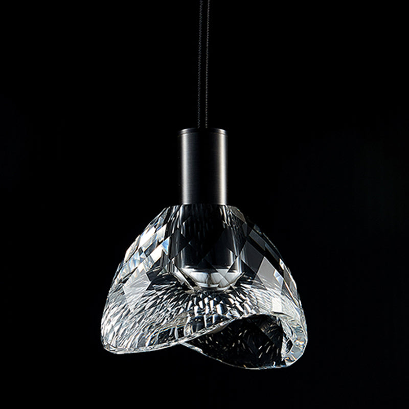 Pendre en cristal noir en cuivre de style luxe moderne lampe à suspension géométrique pour chambre à coucher