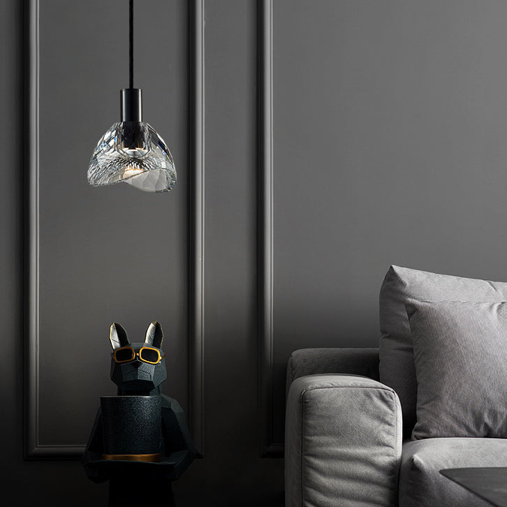 Pendre en cristal noir en cuivre de style luxe moderne lampe à suspension géométrique pour chambre à coucher