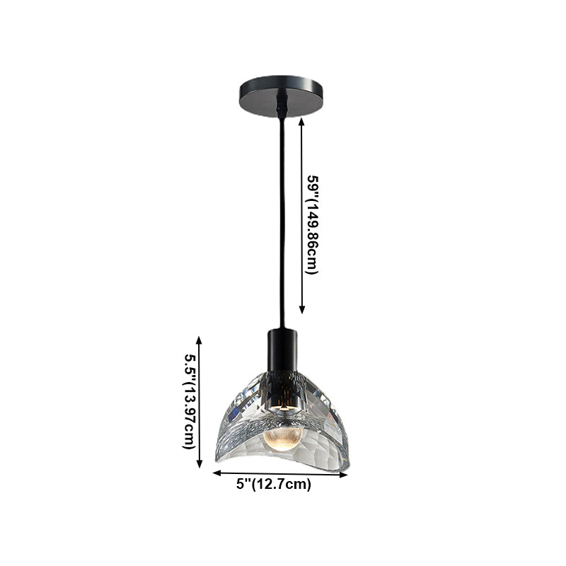 Pendre en cristal noir en cuivre de style luxe moderne lampe à suspension géométrique pour chambre à coucher