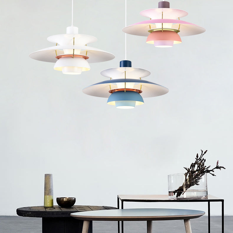 Modern Hanging Lamp Lacquered Iron Geometric Pendant Light for Bedroom