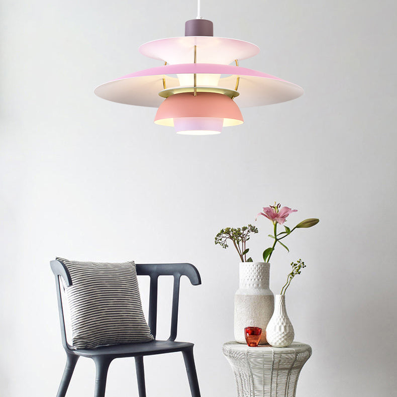 Modern Hanging Lamp Lacquered Iron Geometric Pendant Light for Bedroom