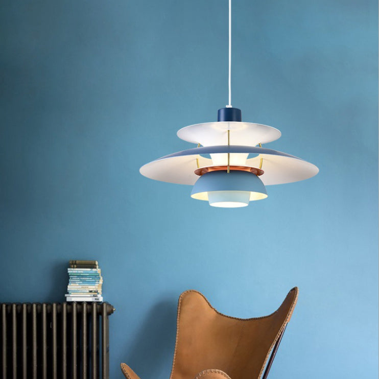 Modern Hanging Lamp Lacquered Iron Geometric Pendant Light for Bedroom