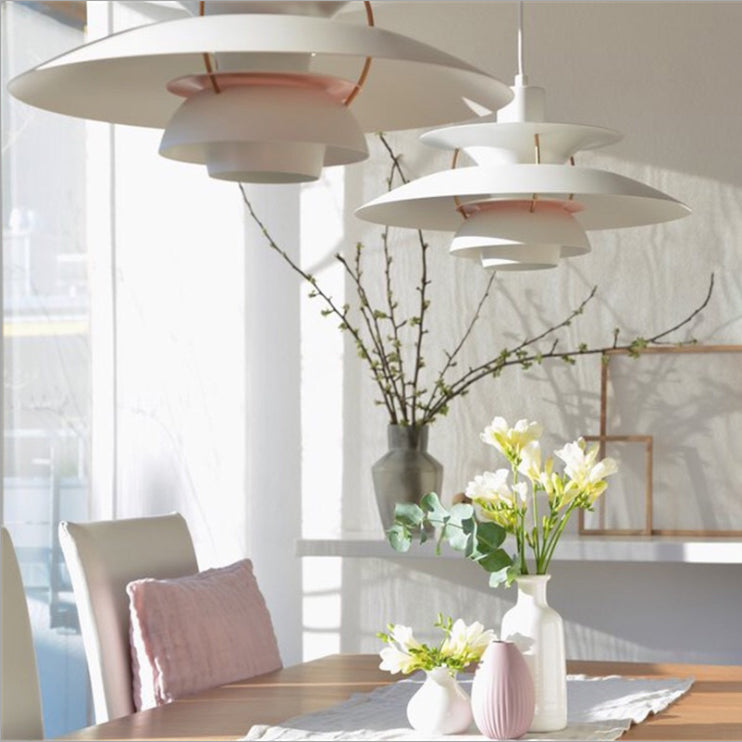 Modern Hanging Lamp Lacquered Iron Geometric Pendant Light for Bedroom