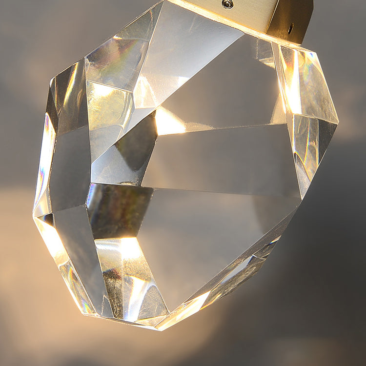 Lampe à suspension géométrique en cuivre LED moderne LED avec nuance de cristal