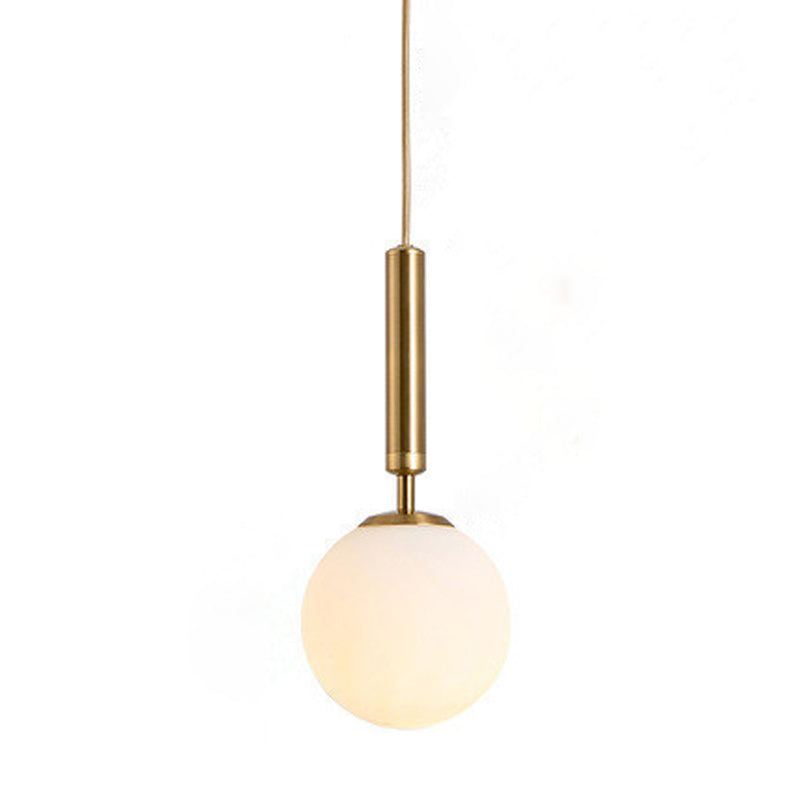 Modern Single Hanging Lamp Lacquered Globe Pendant Light with White Glass Shade