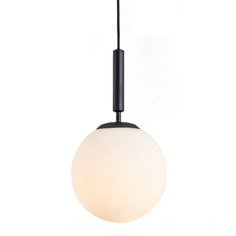 Modern Single Hanging Lamp Lacquered Globe Pendant Light with White Glass Shade