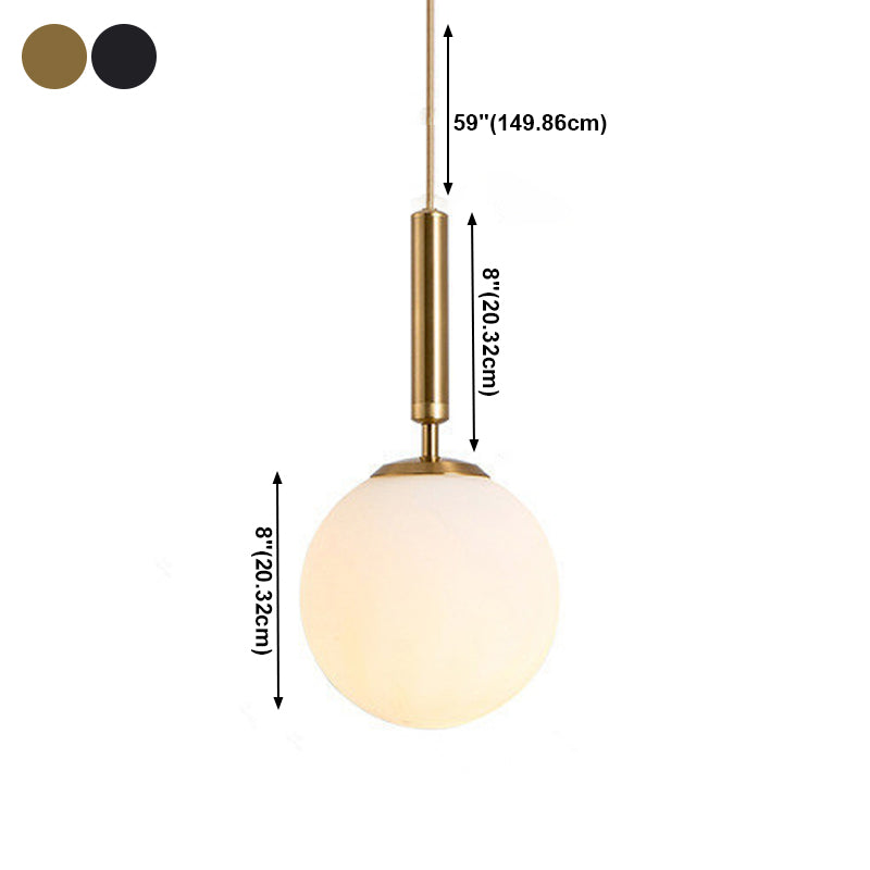 Modern Single Hanging Lamp Lacquered Globe Pendant Light with White Glass Shade