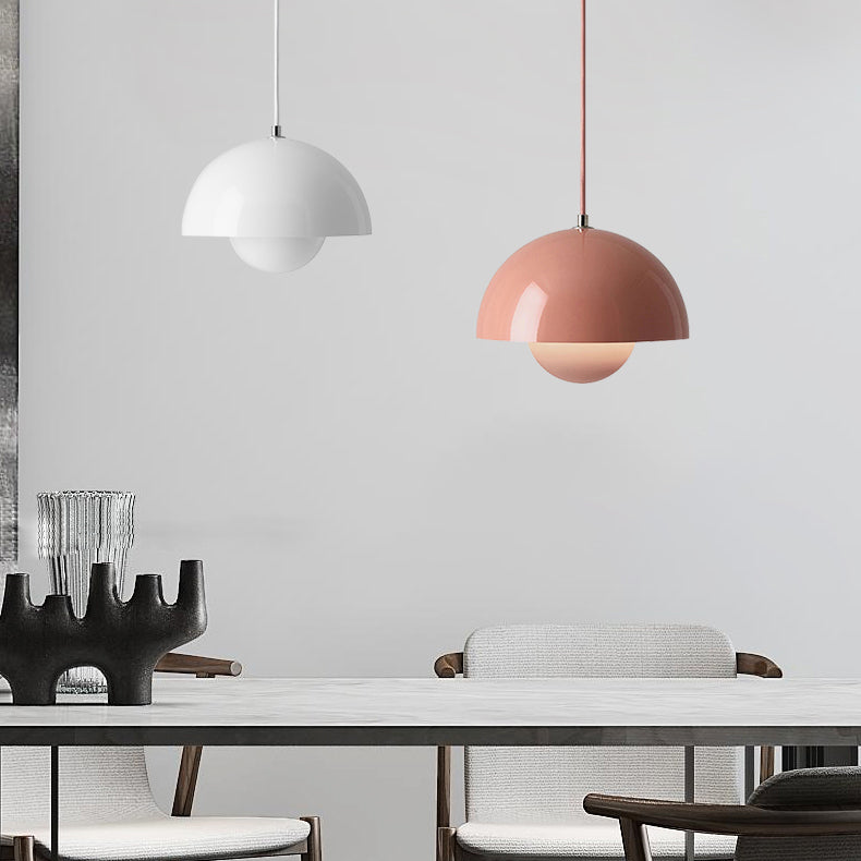 Lampe de suspension hémisphérique de fer à pendentif en fer à pendentif macaron nordique moderne pour espaces intérieurs